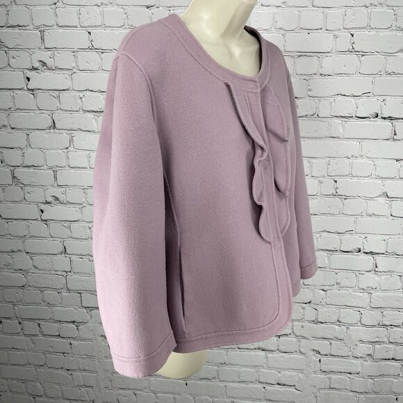 Talbots Purple Wool Blend Snapped Ruffle Closure Jacket Pockets Unlined Size 16 - Picture 13 of 14